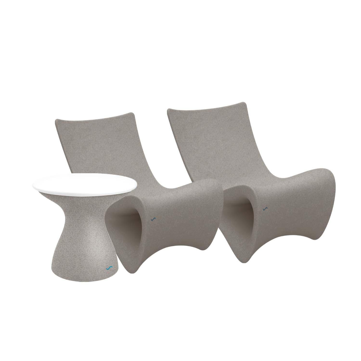 Ledge Lounger Autograph 3 Pc Polyresin Seating Set in Sandstone/White by - LL-AG-CR-STW-BUNDLE-SS-W