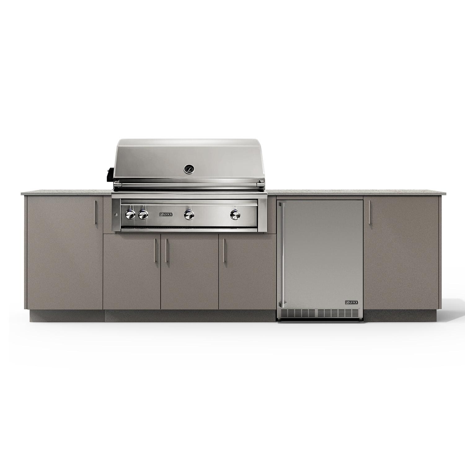 Urban Bonfire Horizon 42 Outdoor Kitchen w/ Lynx Propane Grill, Refrigerator, Keon Dekton Countertop & Clay Finish - B-Horizon-42-Lynx-Keon-Clay