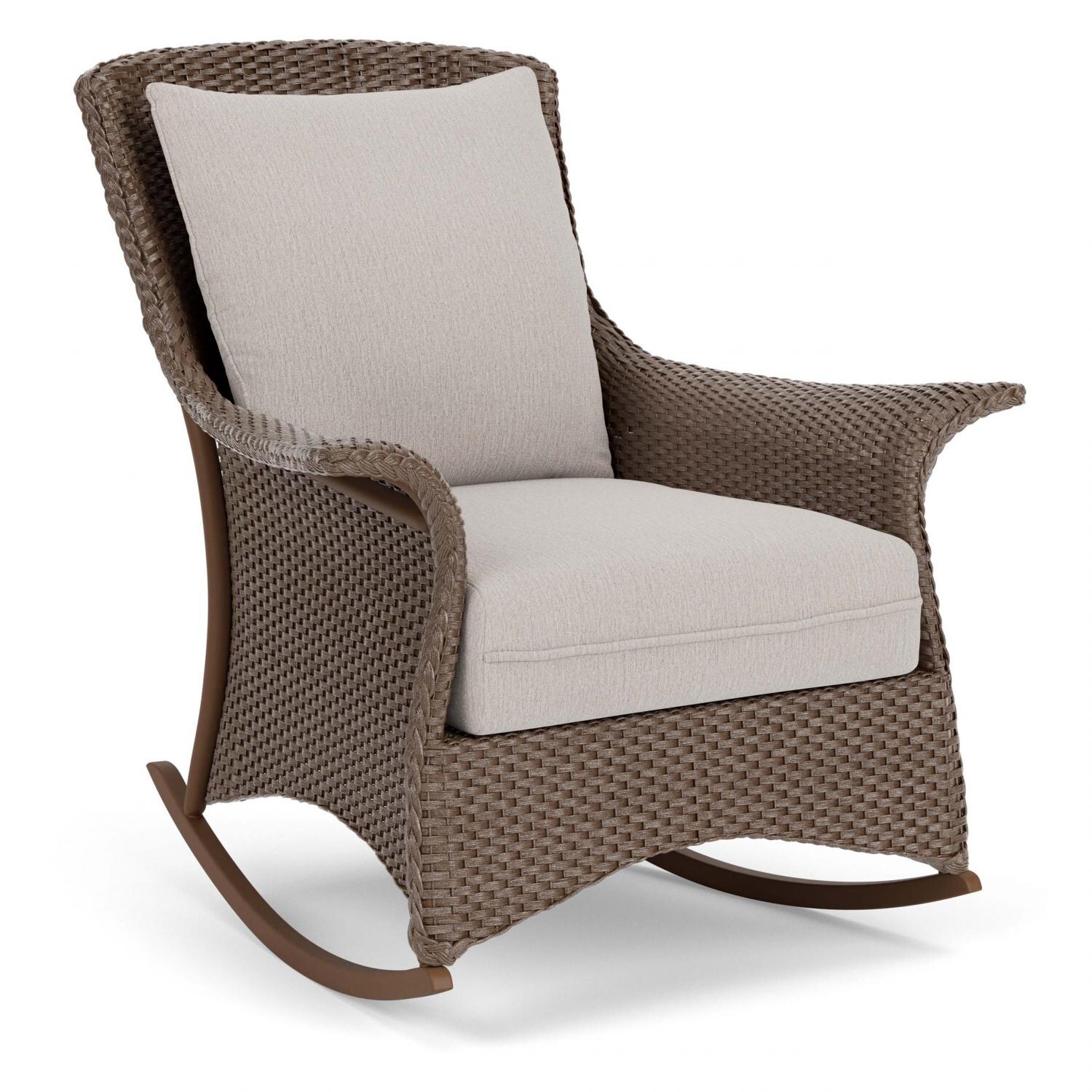 Lloyd Flanders Mandalay Lounge Rocker In Bark Finish With Remy Cloud Fabric - Angled thumbnail