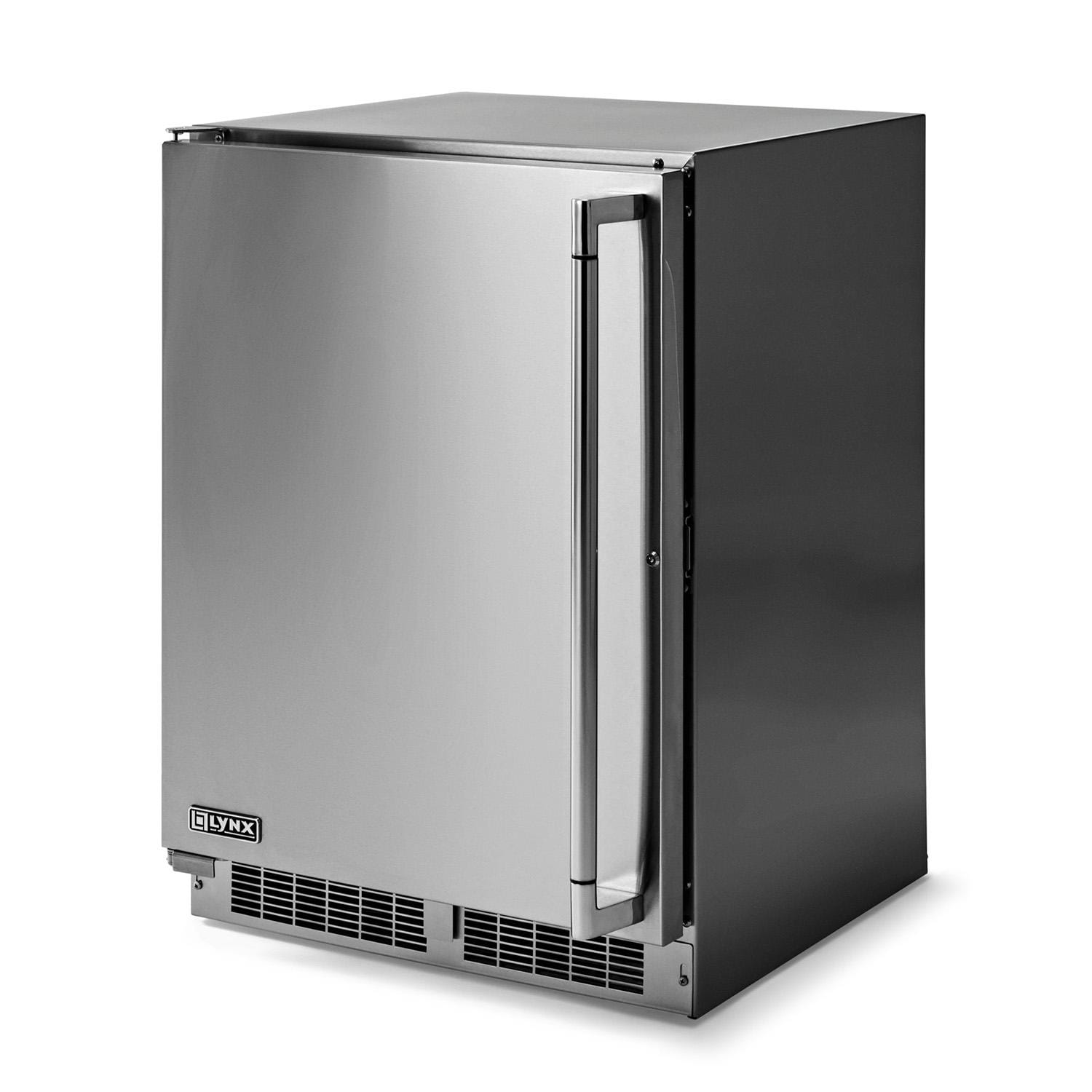 Lynx LN24REFC 24-in 4.9 Cu. Ft. Outdoor Refrigerator / Freezer w/ Lock - Angled - White Background thumbnail