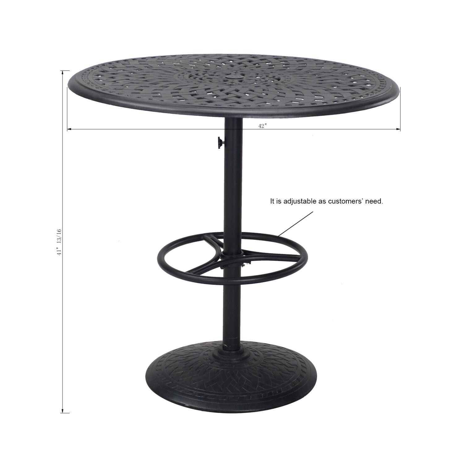Darlee Series 60 Patio Pedestal Bar Table - Antique Bronze - Dimensional thumbnail
