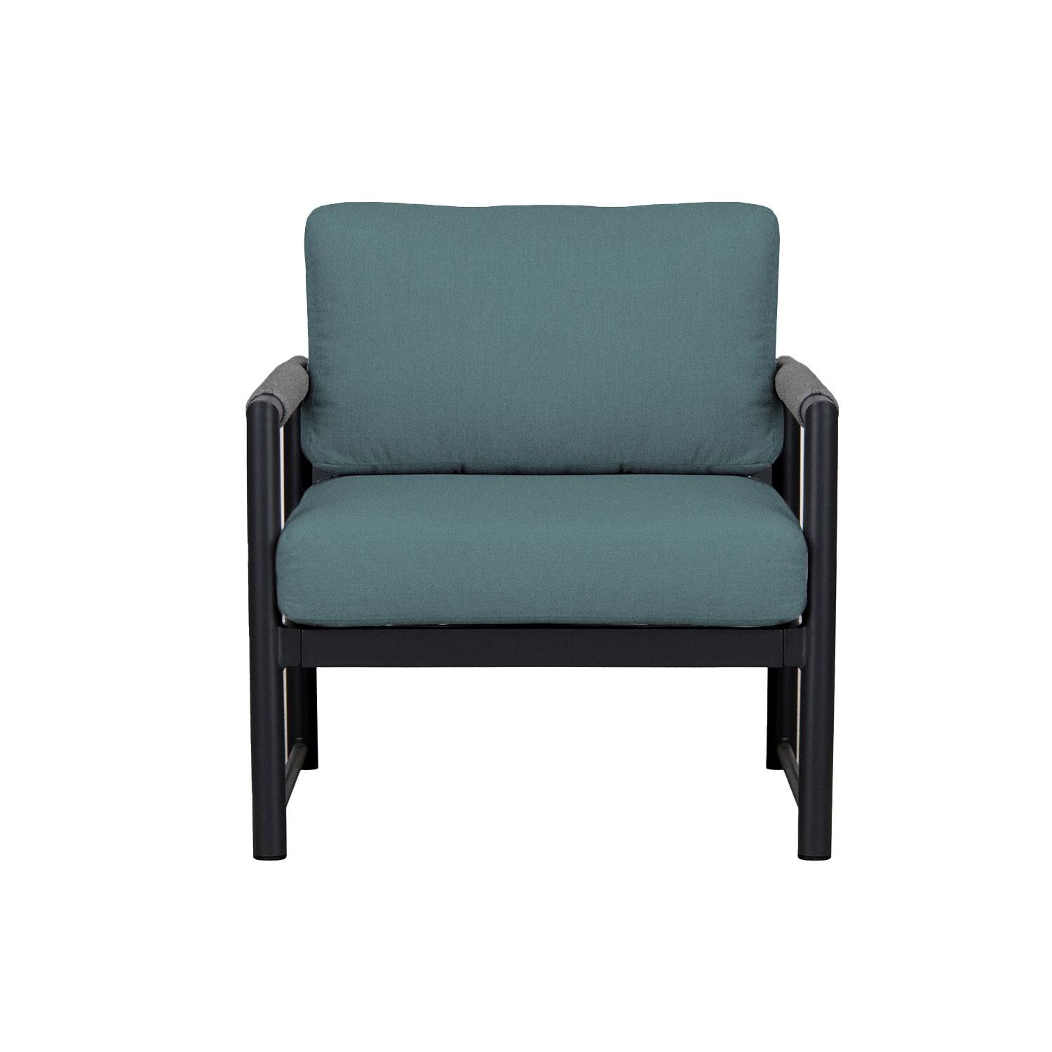 Avenue Bay Aluminum Club Chair in Black/Cast Lagoon by Lakeview Outdoor Designs