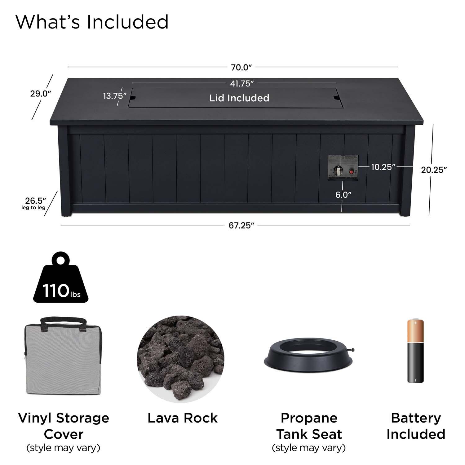 Landon Bay 70 Inch Rectangular Aluminum Propane Fire Pit Table in Black by Lakeview Outdoor Designs - Safety thumbnail