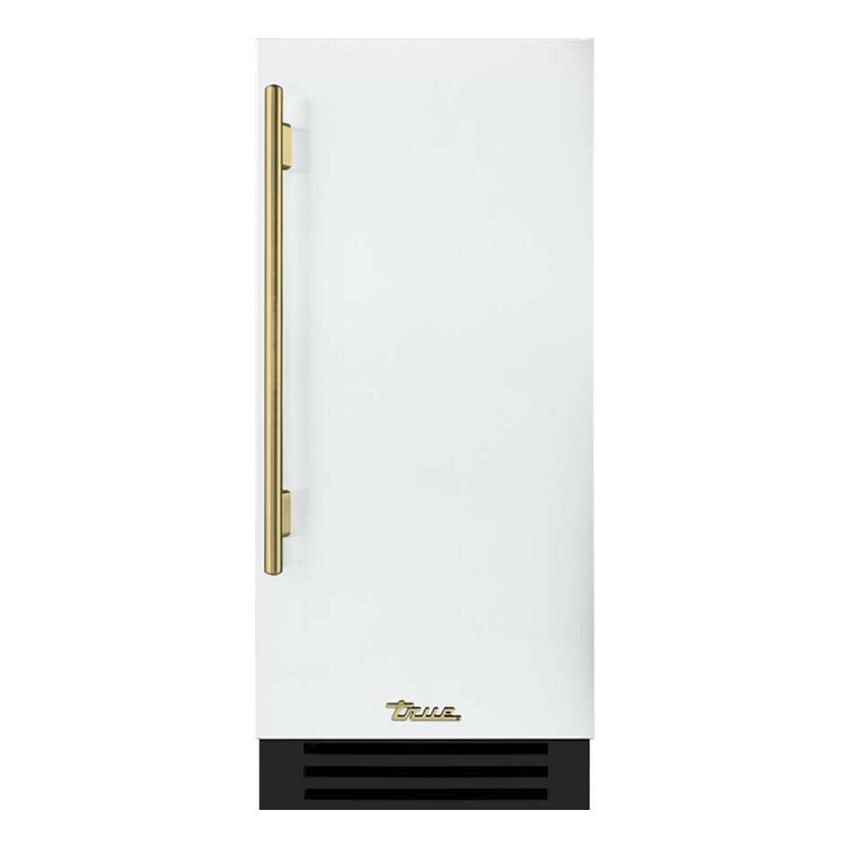 True 15 Inch 3.14 Cu. Ft. Right Hinge Outdoor Refigerator - Matte White w/ Brass Handles - TUR-15-R-OP-C~DSK-030-H01