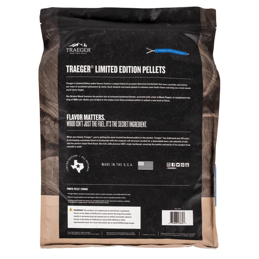 Traeger PEL348 Limited Edition Brisket Blend Pellets - 18 Lb. - Back of Bag thumbnail