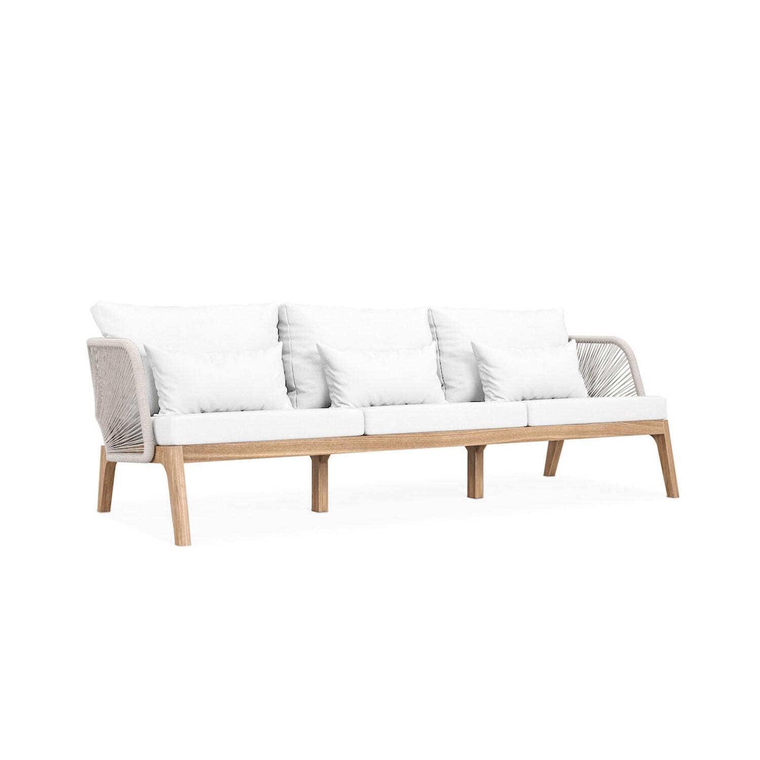 Willowlake 3 Person Teak Sofa in Natural by Lakeview Outdoor Designs - Side View - White Background thumbnail