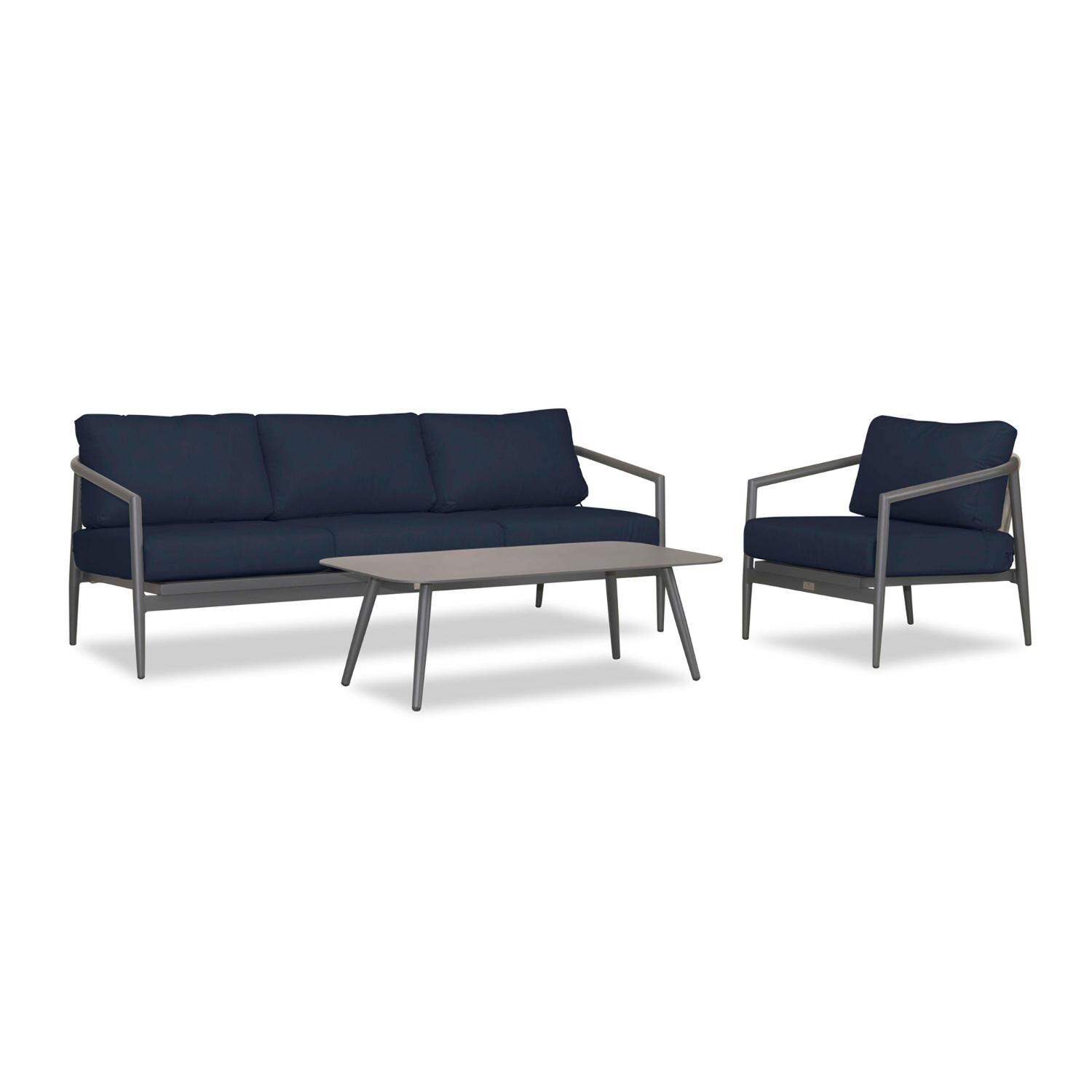 Lakeview Midnight Cove 3 Pc Aluminum Sofa Seating Set in Slate/Pebble Gray/Spectrum Indigo - Angled - White Background thumbnail