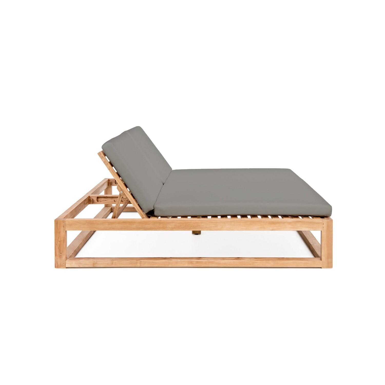 Scape Key Teak 2 Person Double Chaise Lounge in Charcoal by Lakeview Outdoor Designs - Side View - White Background thumbnail