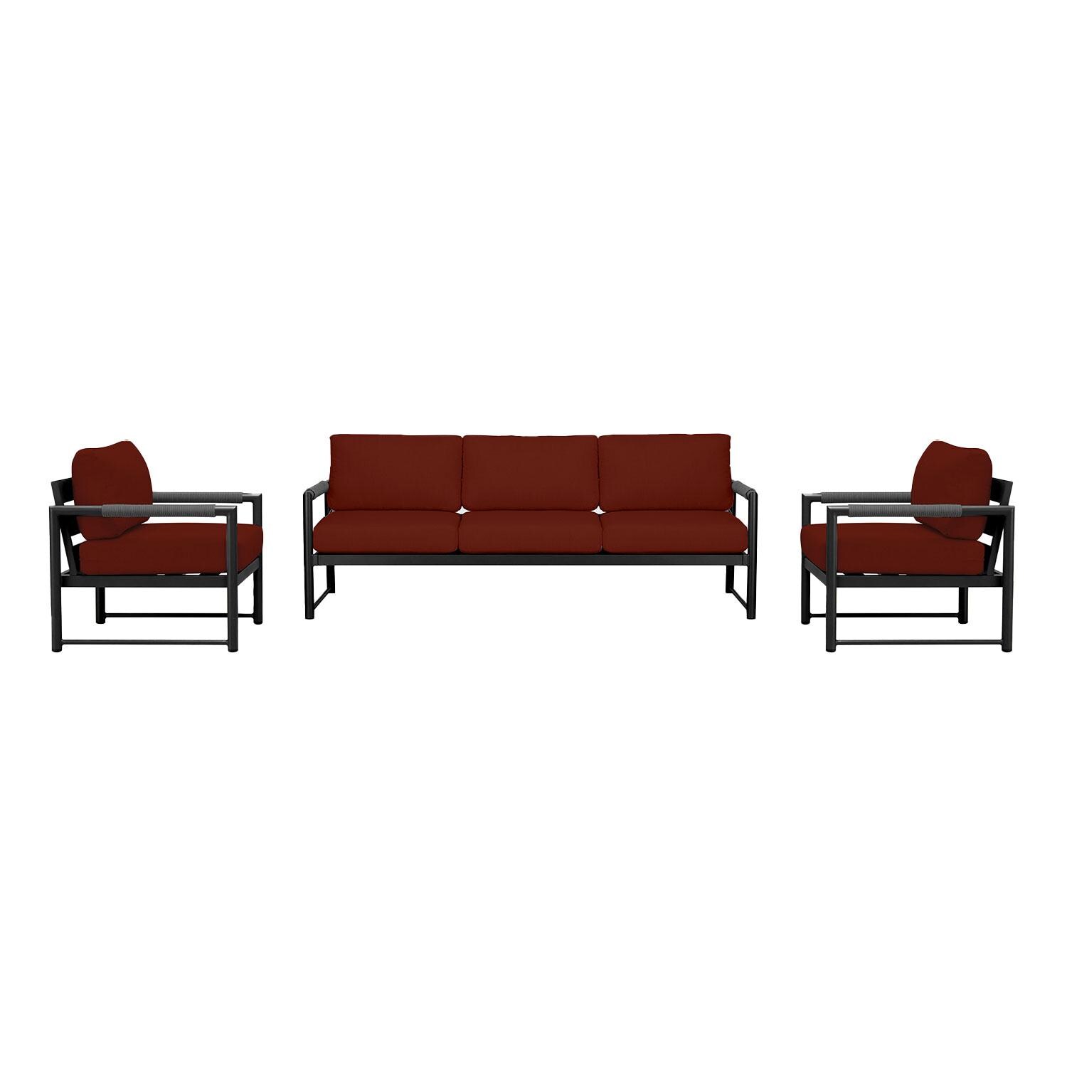Lakeview AVEBAY-BK-CO-SET141-HN Avenue Bay Black/Carbon 3 Pc Sofa Club Chair Set - Canvas Henna - Display - White Background thumbnail