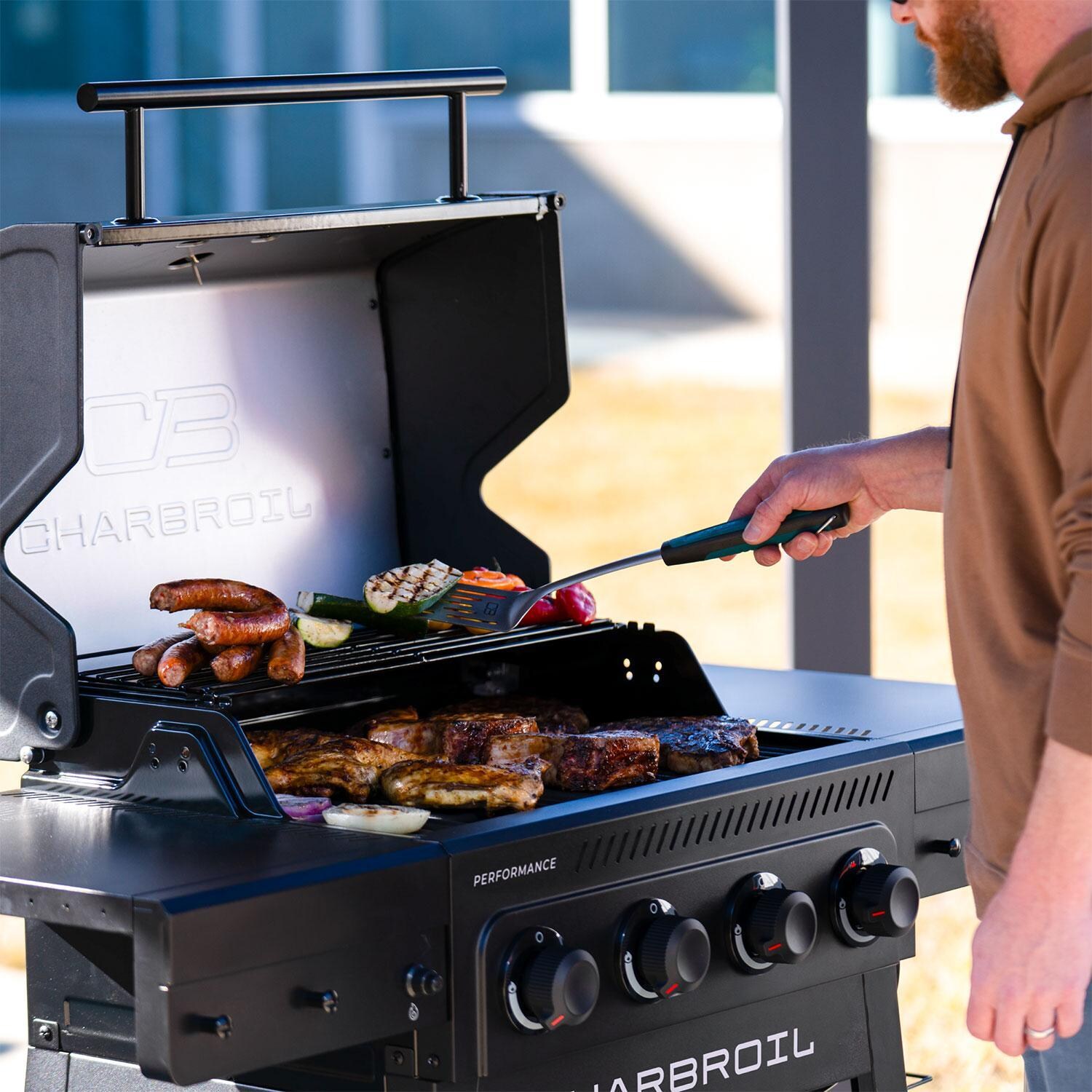 Charbroil 463348925 Performance Series 4-Burner Propane Grill A-Frame Cart - Blackout - Grilling Food - Lifestyle thumbnail