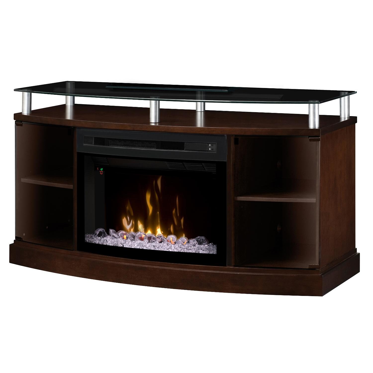 Dimplex Multi-Fire XD Windham 53-Inch Electric Fireplace Media Console - Acrylic Ice Embers - Mocha - DFP25-MA1015G - Side Angle View thumbnail