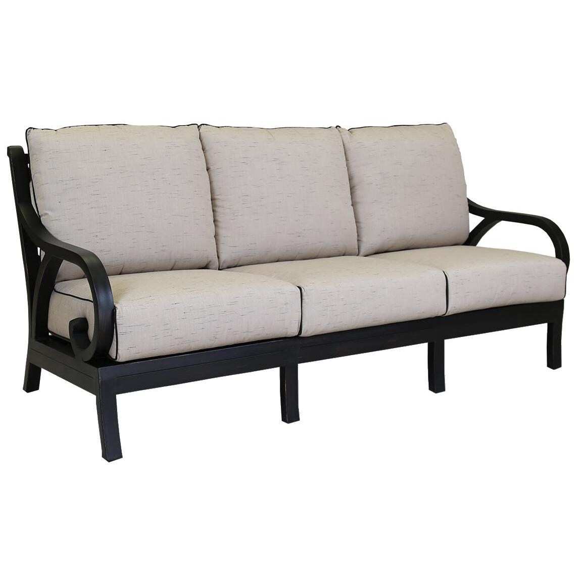 Monterey Cast Aluminum Patio Sofa W/ Sunbrella Frequency Sand Cushions By Sunset West thumbnail