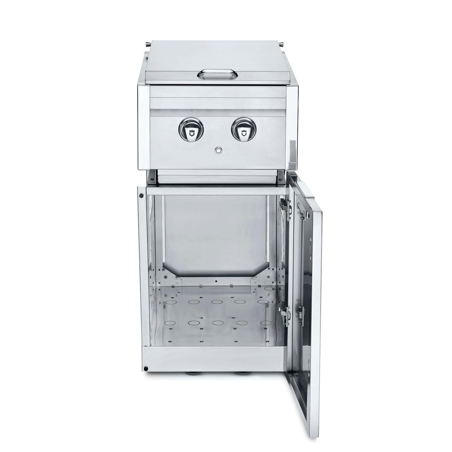 Crown Verity ICM-SB-SIBULK Infinite Series 18-Inch Stainless Steel Cabinet Module with Propane Dual Side Burner (Bulk Tanks Only) - Open View thumbnail