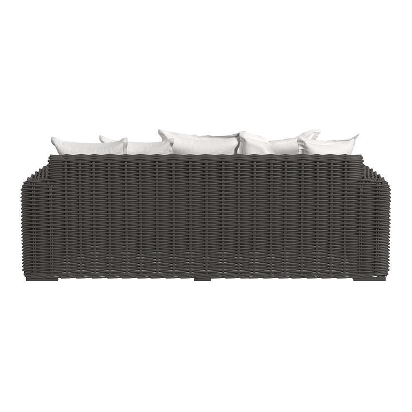 Cabo 2 Person Resin Wicker Loveseat in Kahlua/Soothe Pearl by Sunset West - Rear - White Background thumbnail