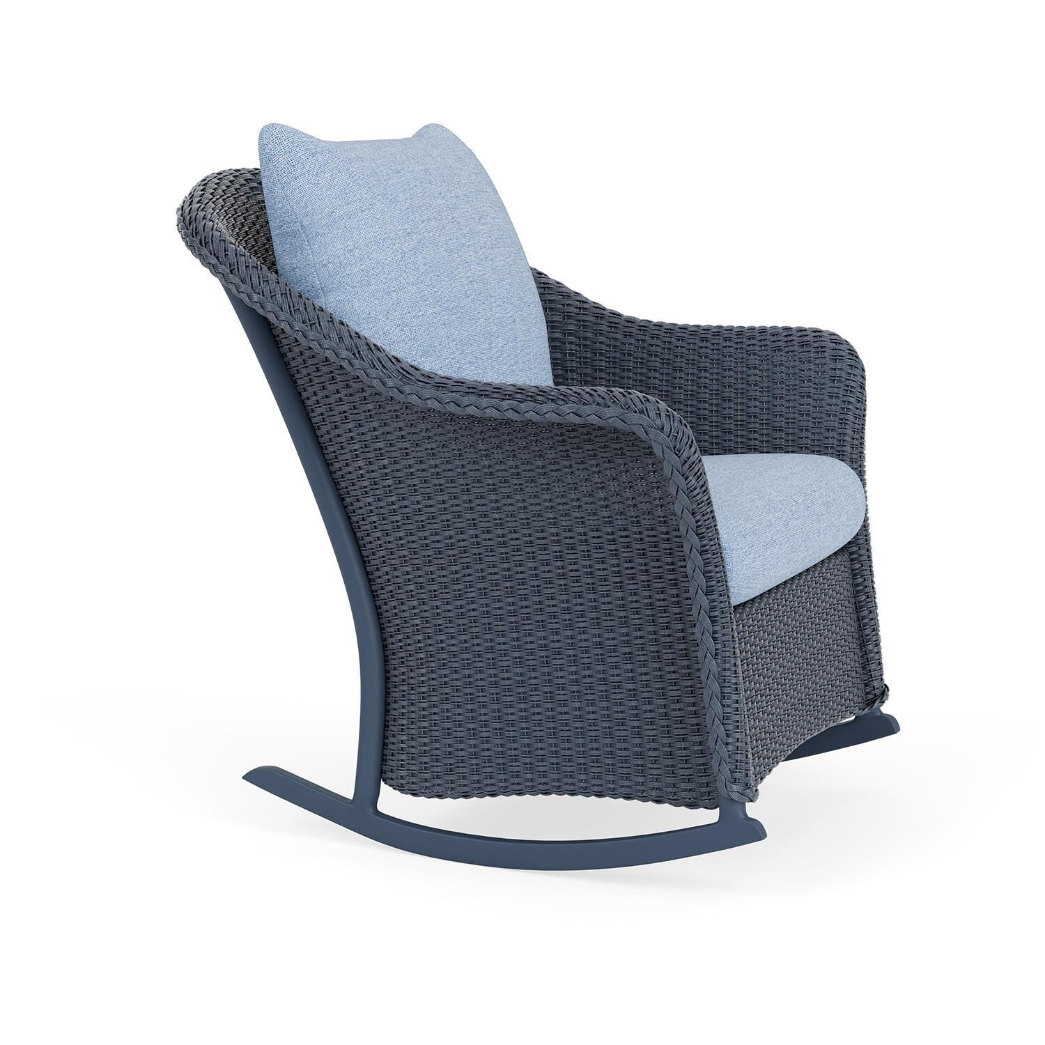Lloyd Flanders Weekend Retreat Lounge Rocker in Denim Blue Finish W/ Demo Skyway Fabric - Angled thumbnail