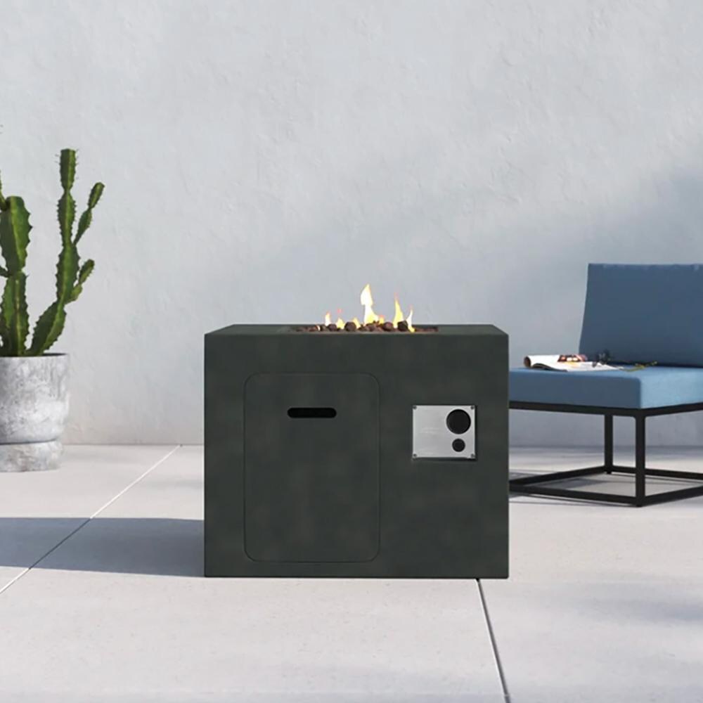 Currier Bay 24 Inch Square Concrete Propane Fire Pit in Gray by Ultimate Patio