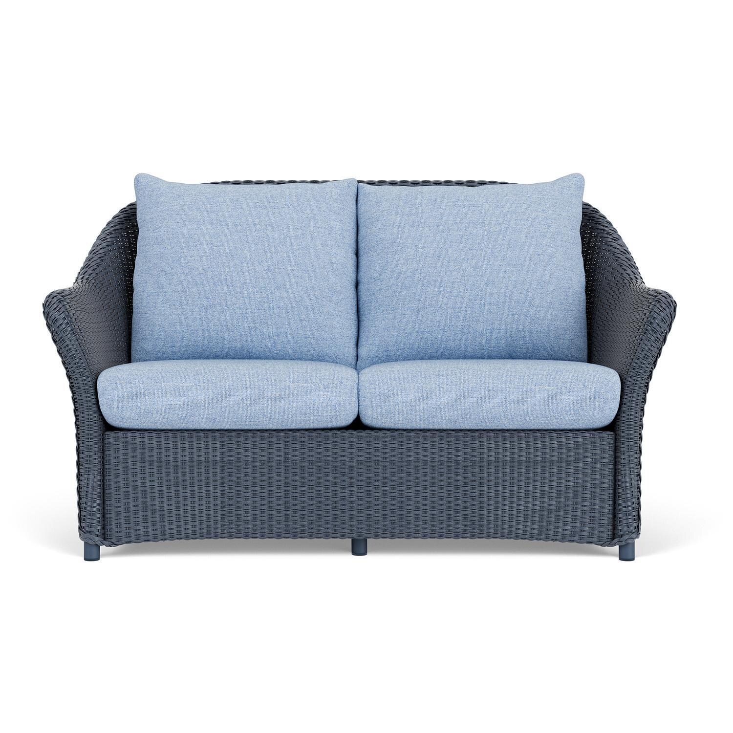 Lloyd Flanders Weekend Retreat Loveseat in Denim Blue Finish W/ Demo Skyway Fabric thumbnail