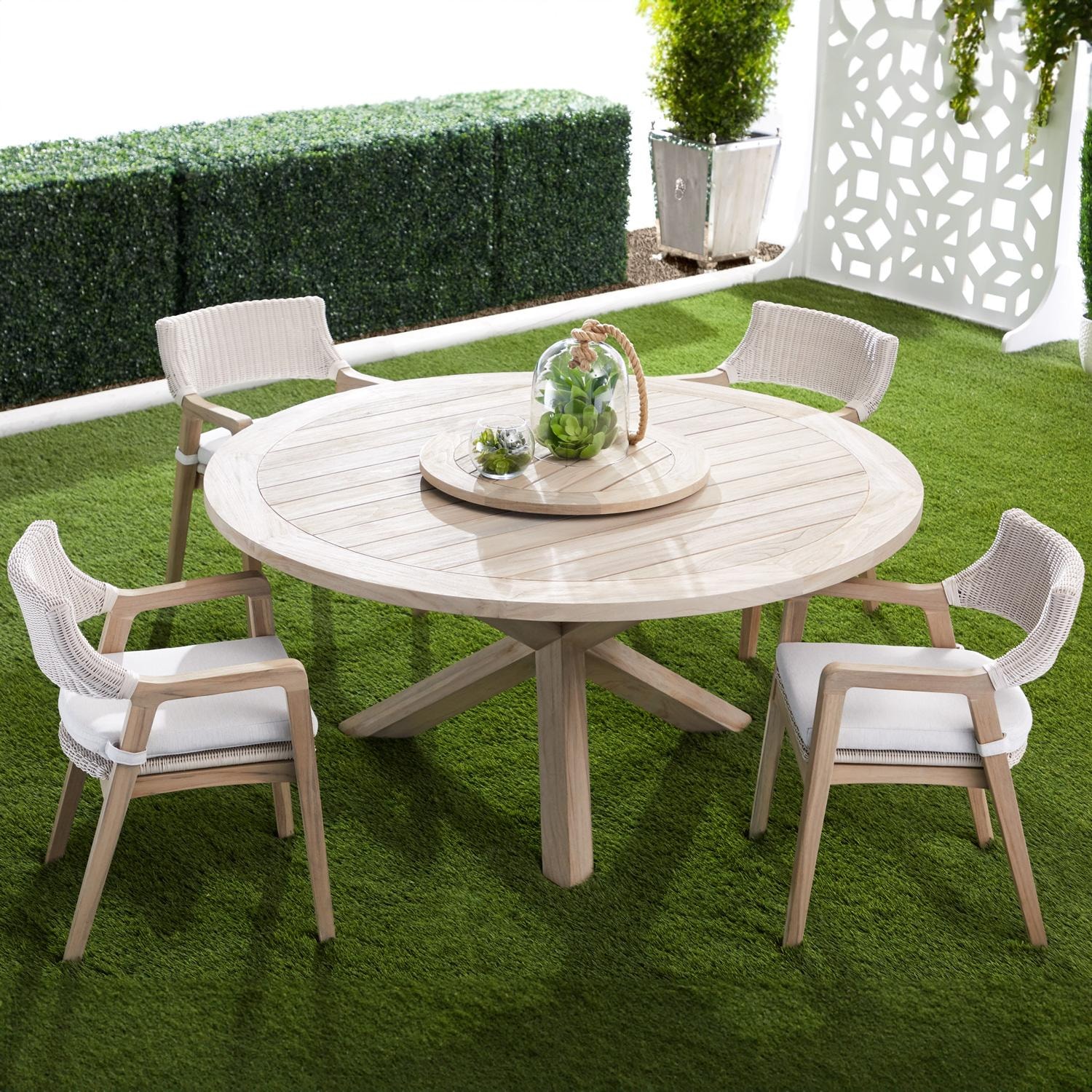 Laurabelle 6 Pc Gray Teak Dining Set in White Speckle By Lakeview