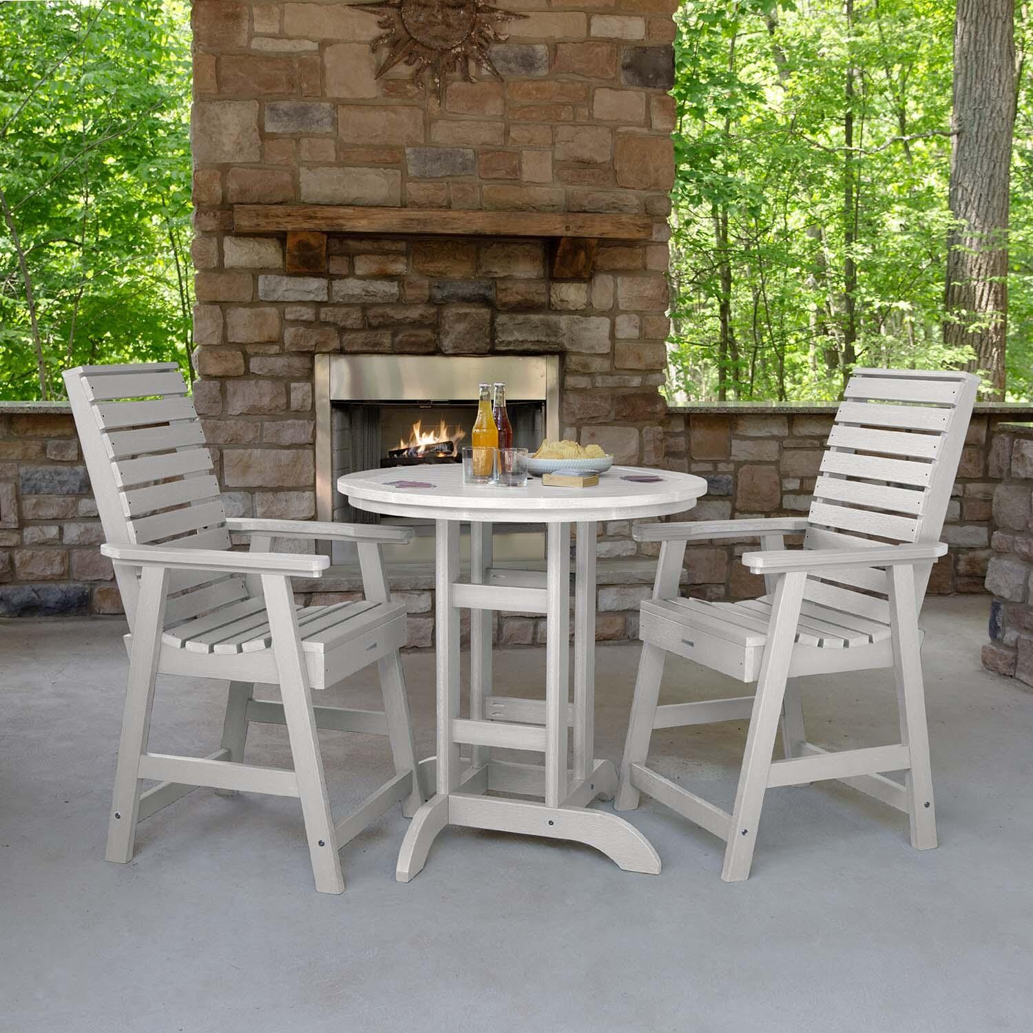 Elm Pointe 3 Pc Recycled Plastic Round Counter Dining Set in White By Lakeview Outdoor Designs - Lifestyle thumbnail