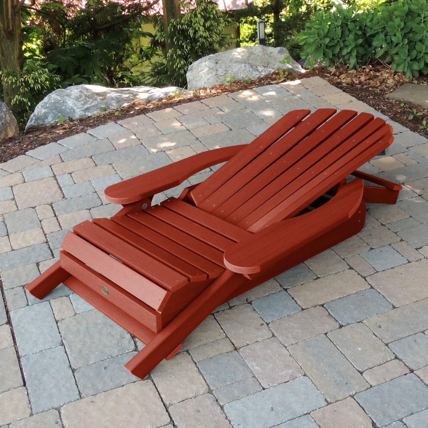 Lakeview King Dream Bay Folding & Reclining Adirondack Chair - Rustic Red - Reclined thumbnail