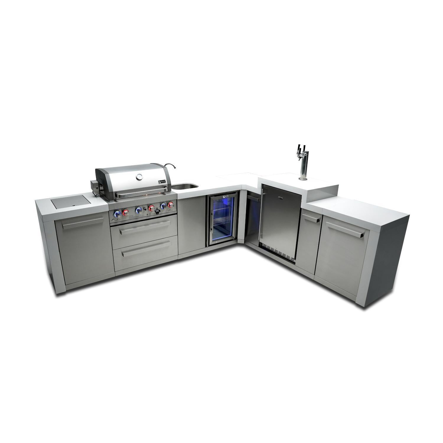 Mont Alpi 400 Deluxe Natural Gas Island w/ 90 Degree Corner, Kegerator & Beverage Center (Ships Propane w/ Conversion Kit) - Island - White Background thumbnail