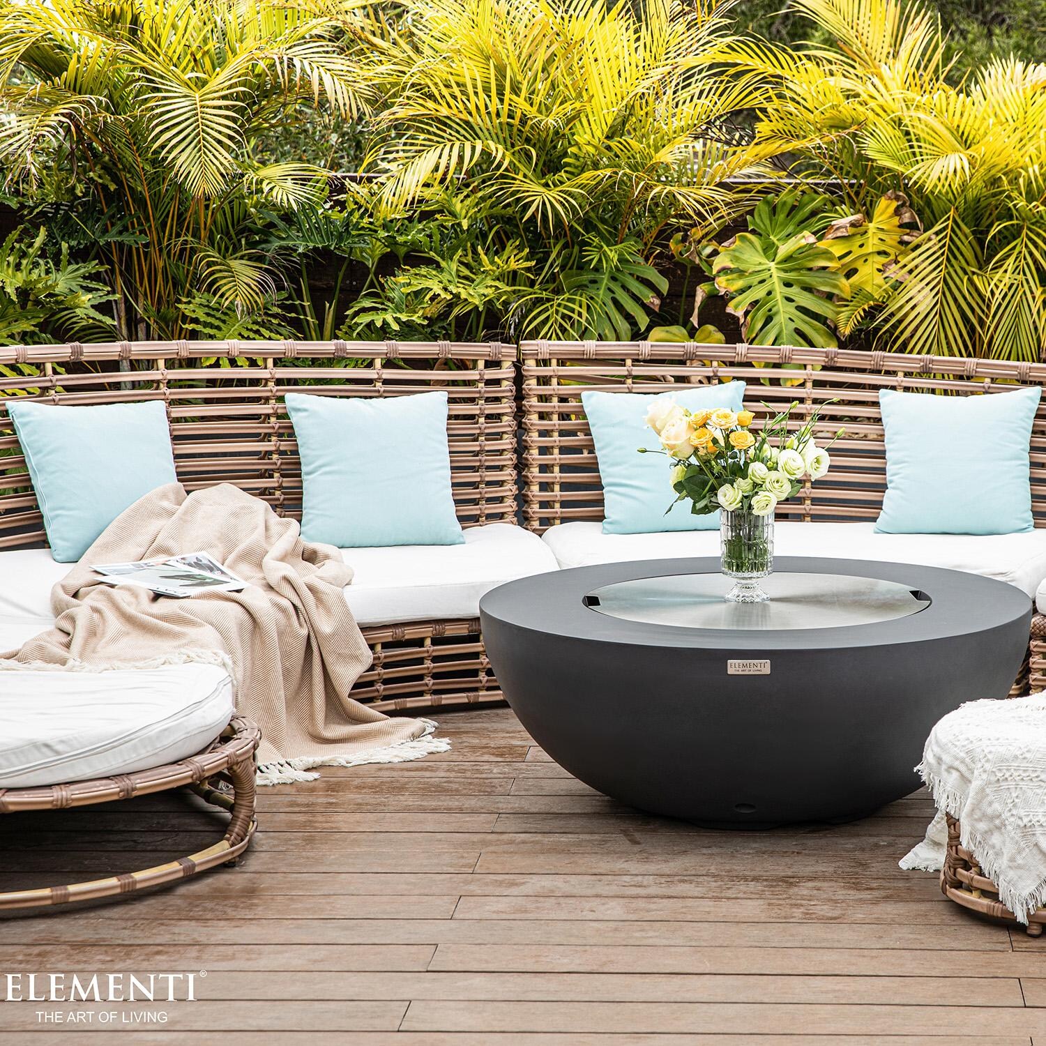Lakeview Bellawood Stainless Steel Lid - Shown on Fire Pit - Lifestyle thumbnail