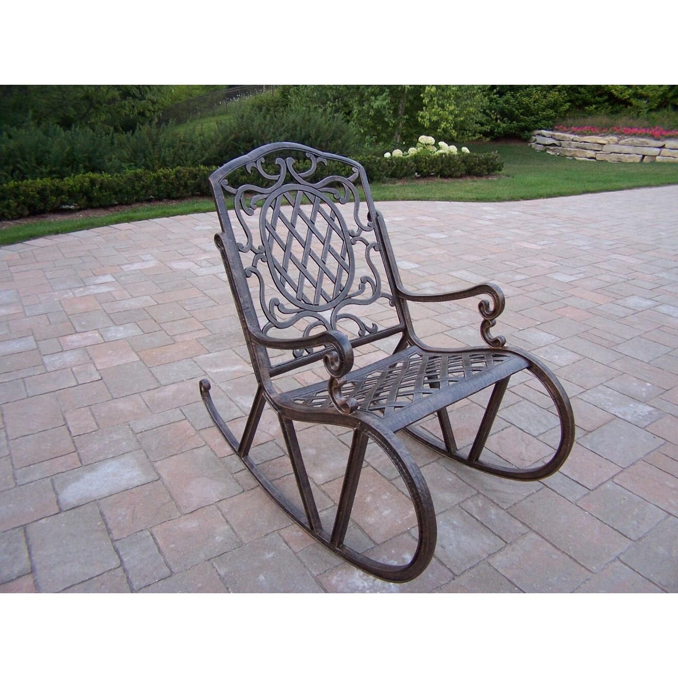 Oakland Living Mississippi Cast Aluminum Patio Rocking Chair Antique