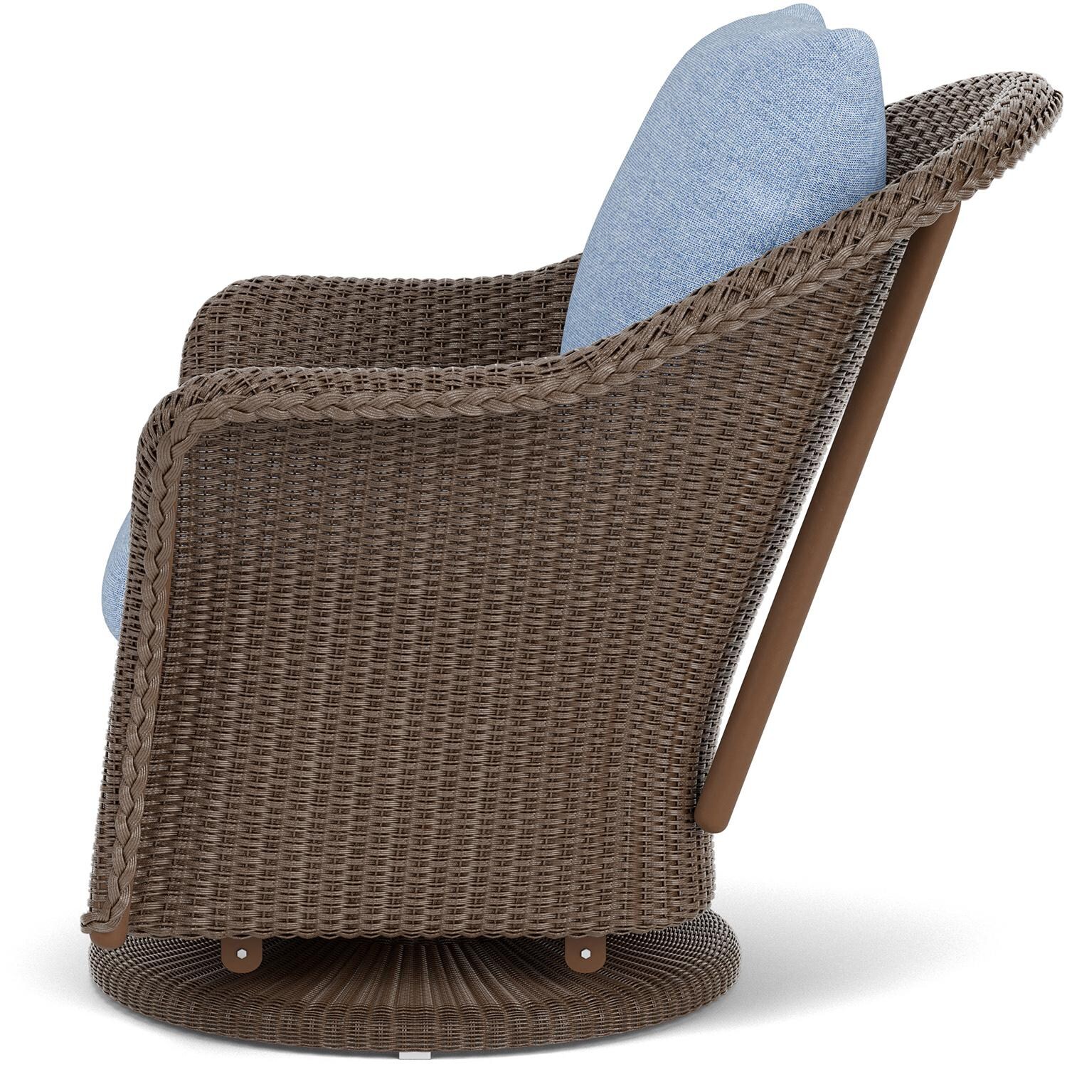 Lloyd Flanders Weekend Retreat Swivel Glider Lounge Chair in Bark Finish W/ Demo Skyway Fabric - Side thumbnail