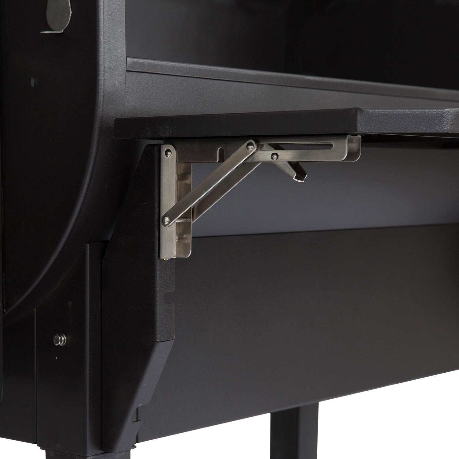 Green Mountain Grills Ledge SS Wi-Fi Controlled Wood Pellet Grill - Front Shelf Bracket - Detail
