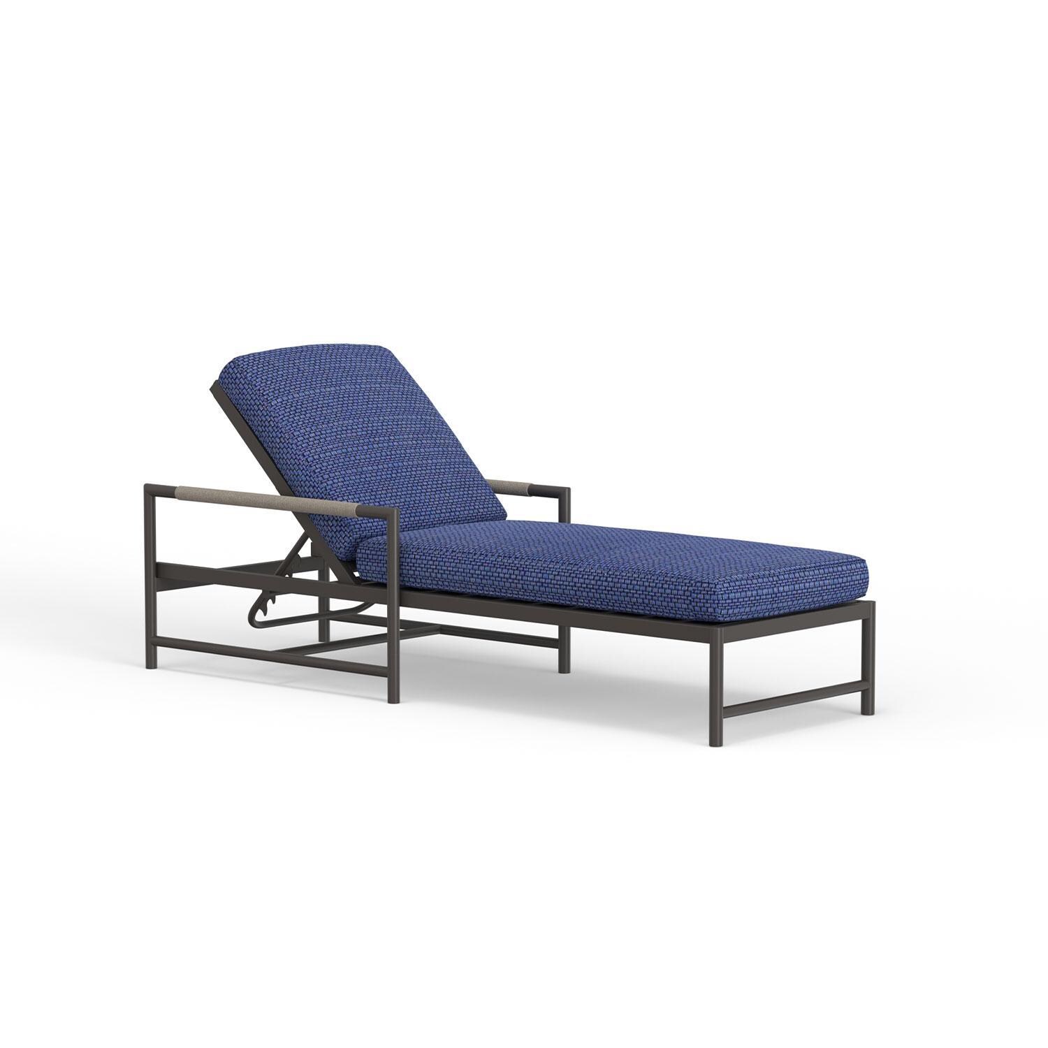 Pietra Rope & Aluminum Adjustable Patio Chaise Lounge in Echo Midnight w/ No Welt by Sunset West - Display - White Background thumbnail