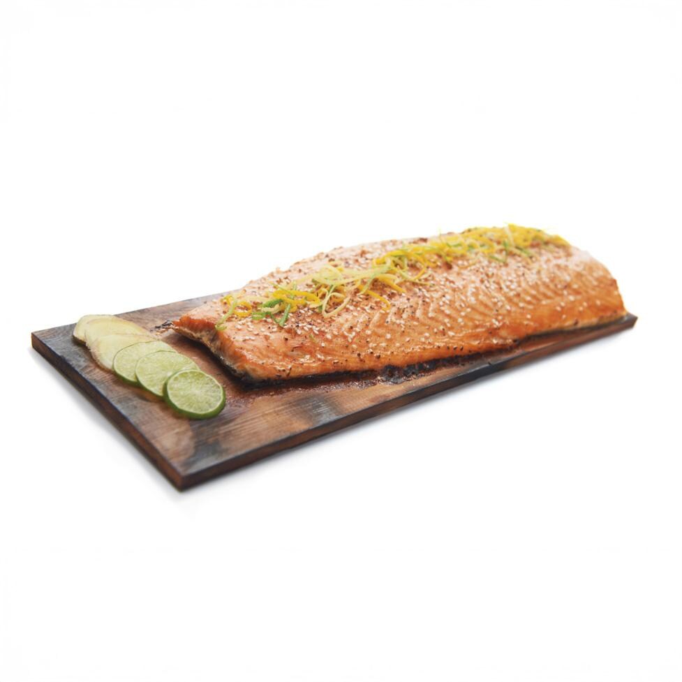 Broil King Cedar Grilling Planks - 2 Pack - 63280 - With Fish - White Background thumbnail