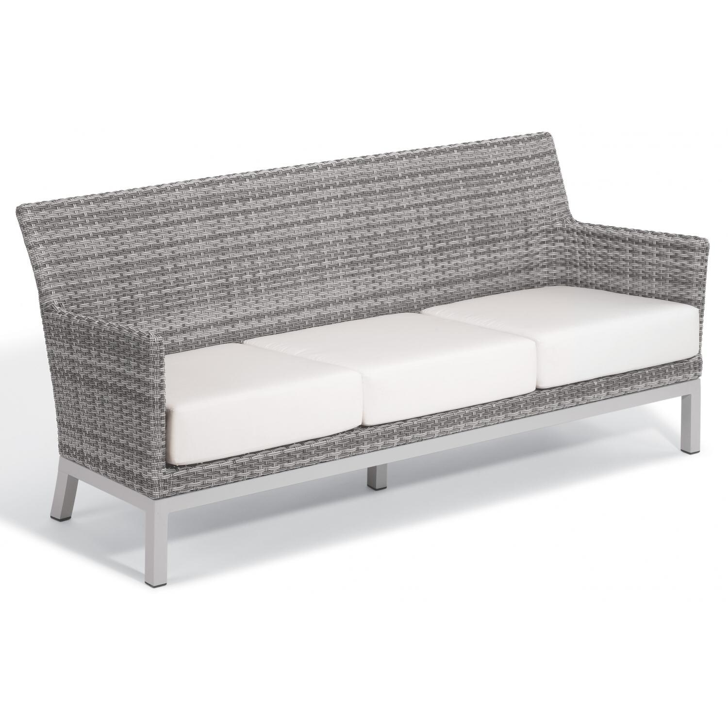 Argento Wicker Patio Sofa W/ Eggshell White Cushions By Oxford Garden thumbnail