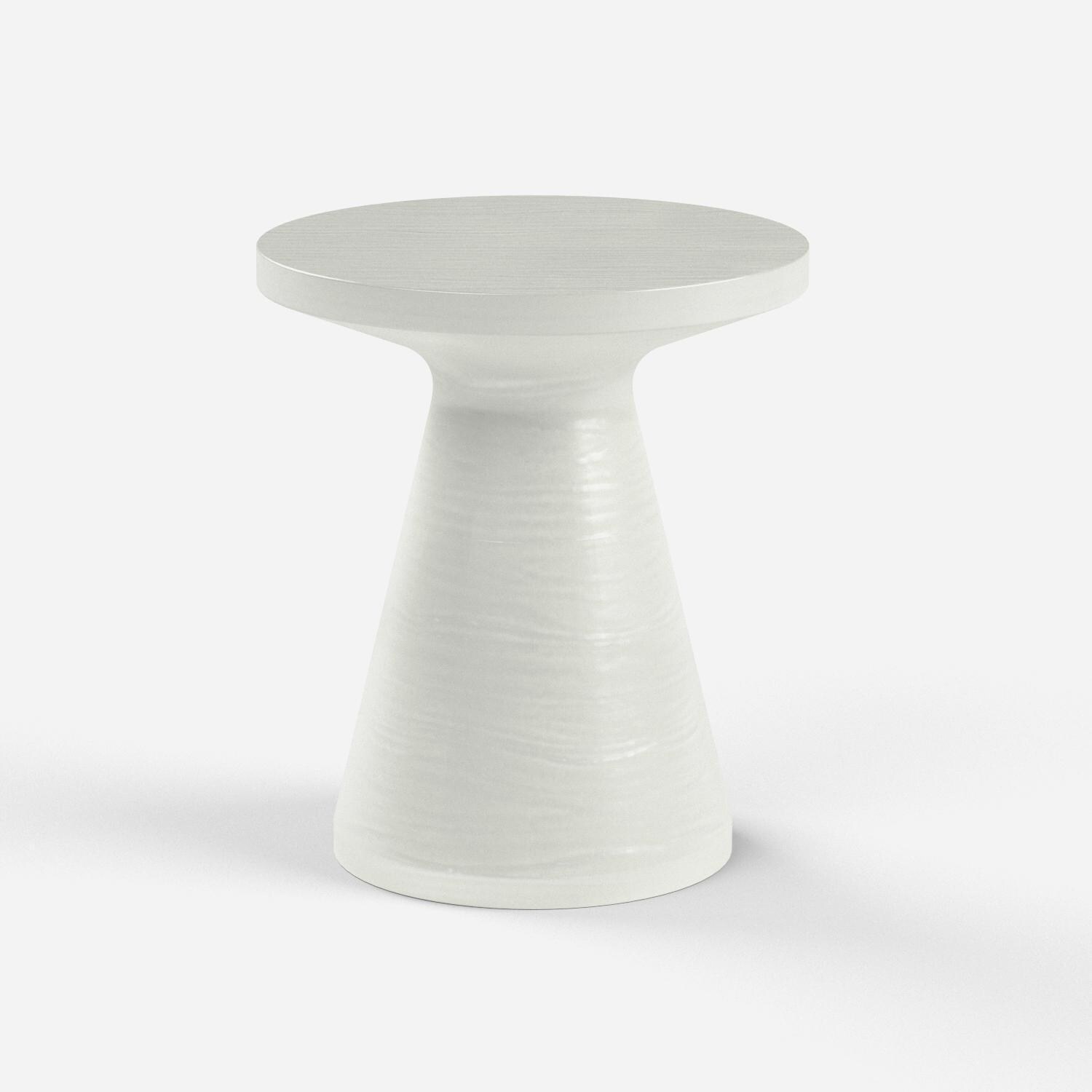 Bazaar 17 Inch Round Fiber Concrete End Table in Bone by Sunset West