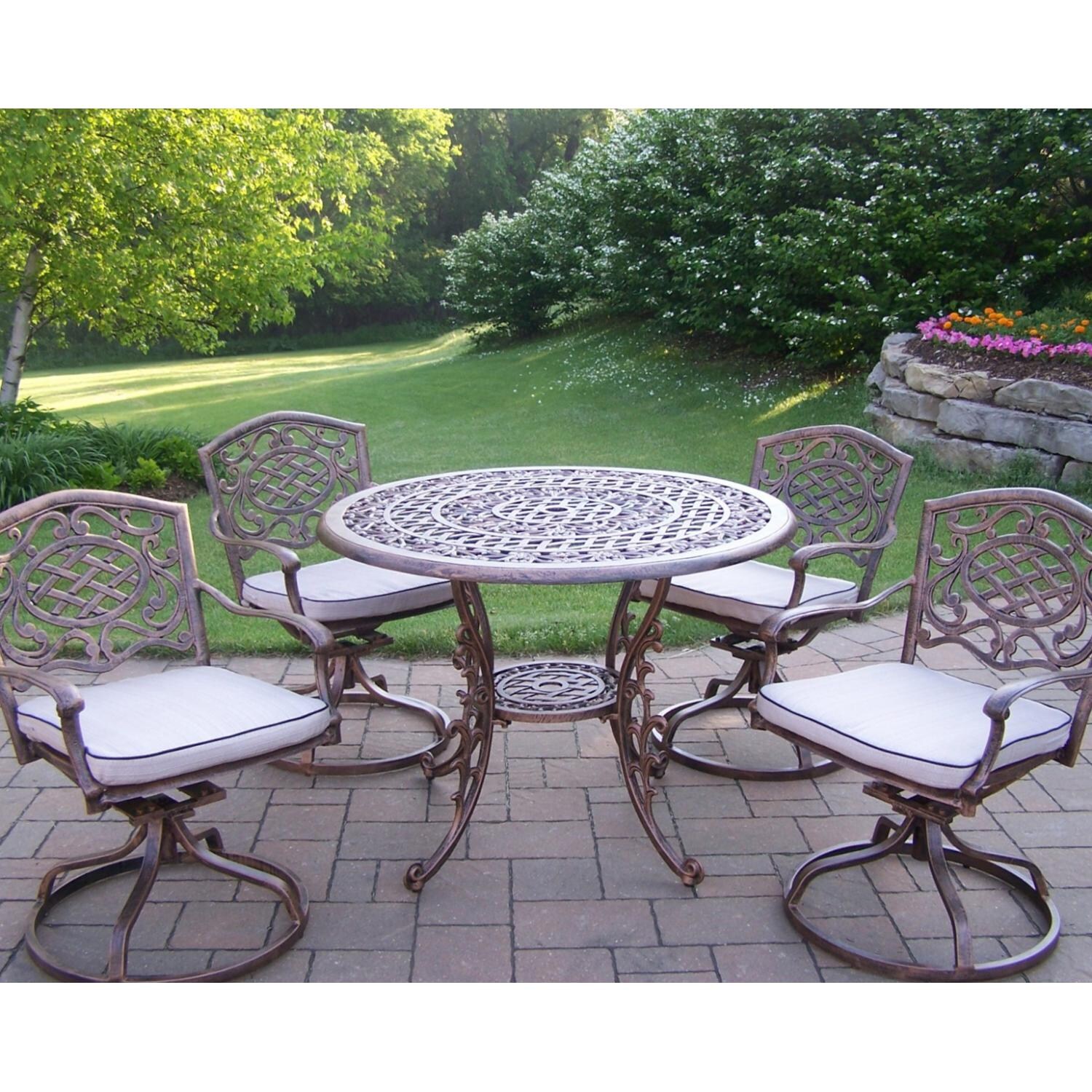 Oakland Living Mississippi Cast Aluminum 4Person Swivel Rocker Patio