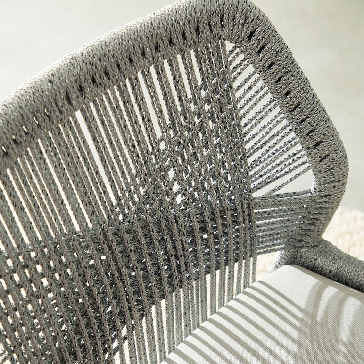Lakeview Peninsula Way Woven Rope Bar Stool in Platinum - Back Detail thumbnail