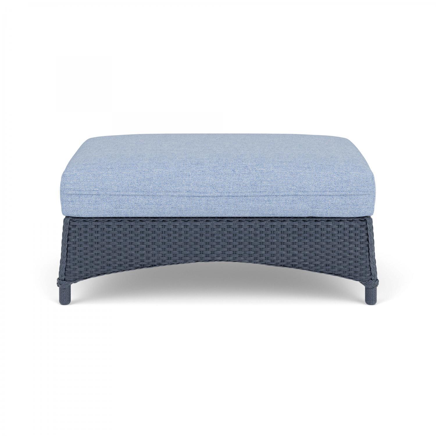 Lloyd Flanders Mandalay Large Ottoman in Denim Blue Finish with Demo Skyway Fabric - Back thumbnail
