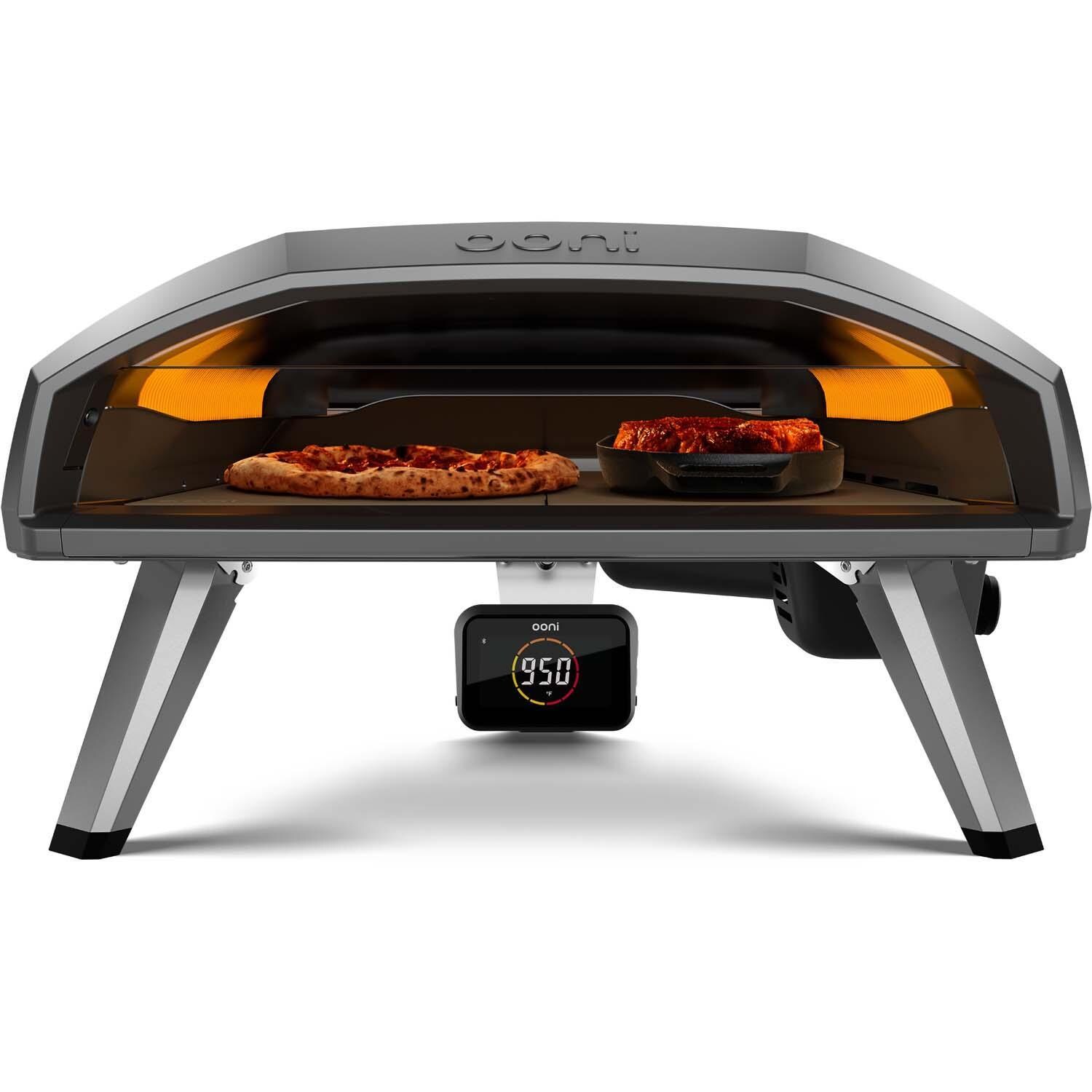 Ooni UU-P33A00 Koda 2 Pro 18 Inch Propane Portable Pizza Oven - Blue - Baking Pizza - White Background thumbnail