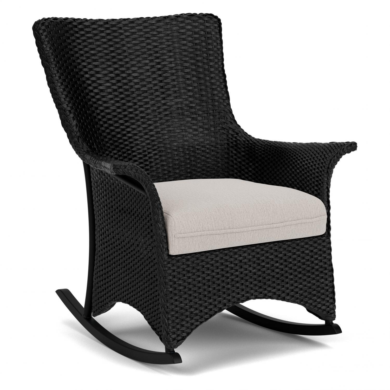 Lloyd Flanders Mandalay Porch Rocker in Ebony Finish with Remy Cloud fabric - Angled thumbnail