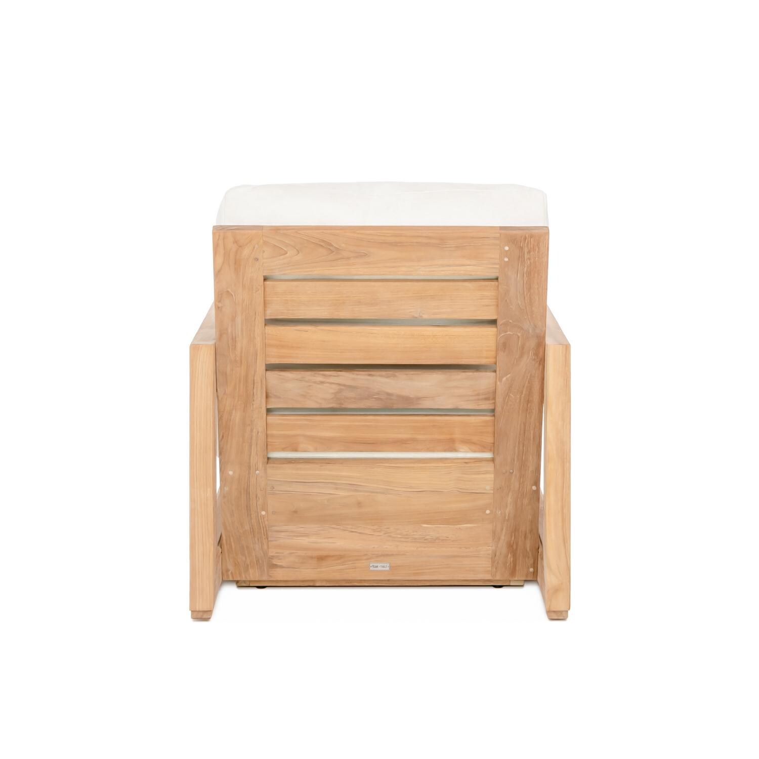 Teak + Table Relax 4 Piece Teak Lounge Set in Sand - Back Side of Club Chair - White Background thumbnail