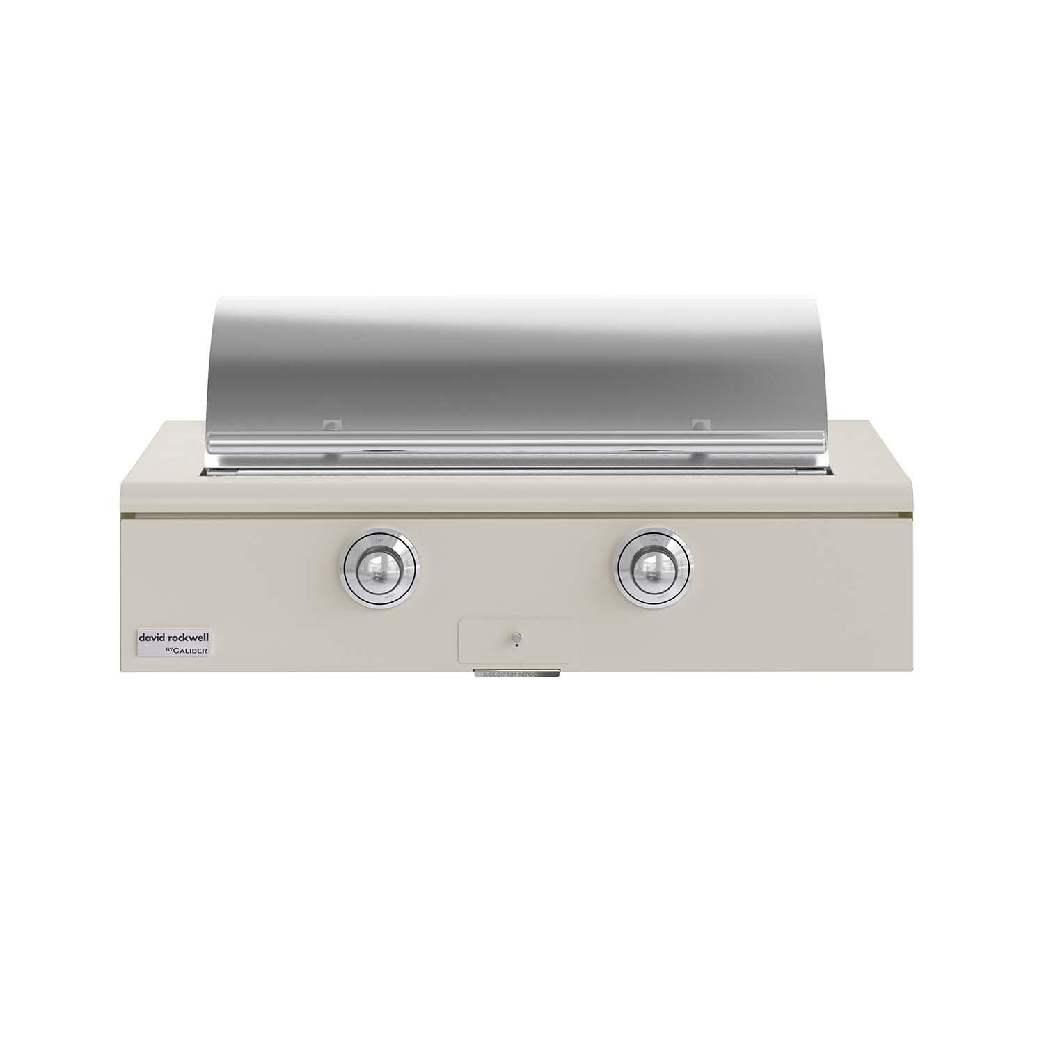 Caliber CRG-42BL00-A-050-H02 42-in Propane Built-In Rockwell Grill - Antique White w/ Chrome Hardware - Lid Closed - White Background thumbnail