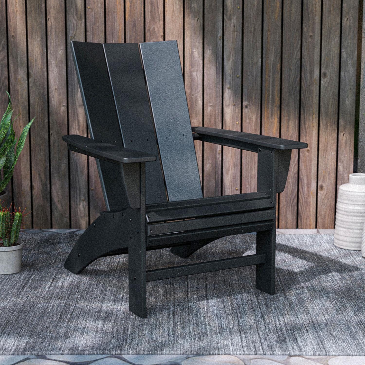 POLYWOOD Modern Black Curveback Adirondack Chair thumbnail