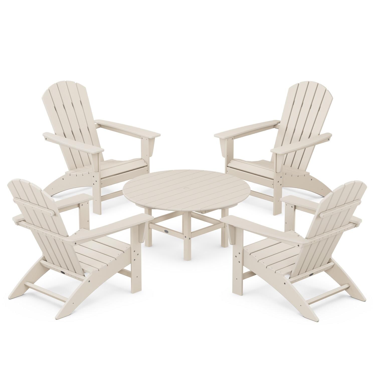 POLYWOOD PWS705-1-SA Nautical 5-Piece Adirondack Chair Conversation Set thumbnail