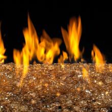 Peterson Real Fyre 16-Inch Champagne Indoor/Outdoor Fire Gem Set With Vented Natural Gas Stainless G45 Burner - Match Light image