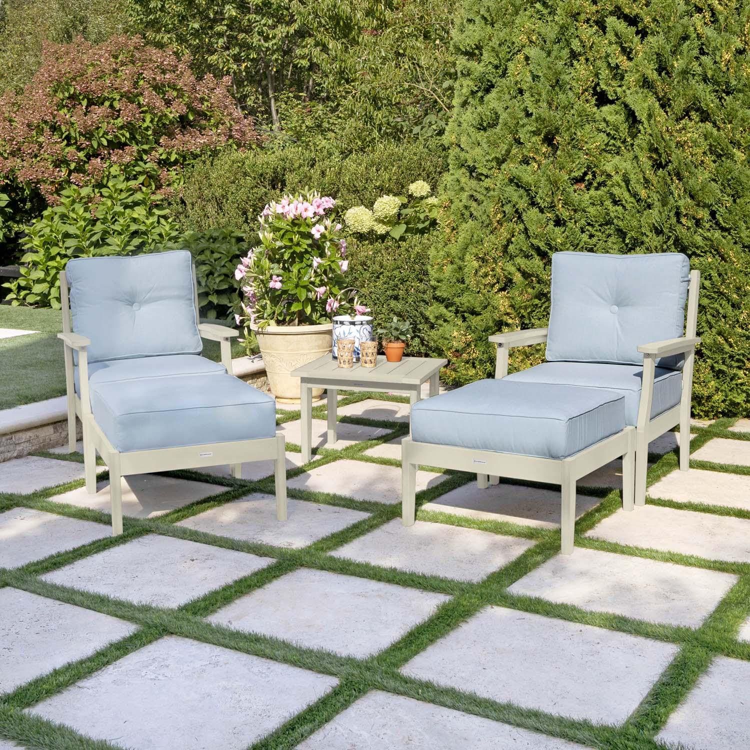 Blushing Bay 5 Pc Recycled Plastic Seating Set in Bliss Dew/Whitewash by Lakeview Outdoor Designs