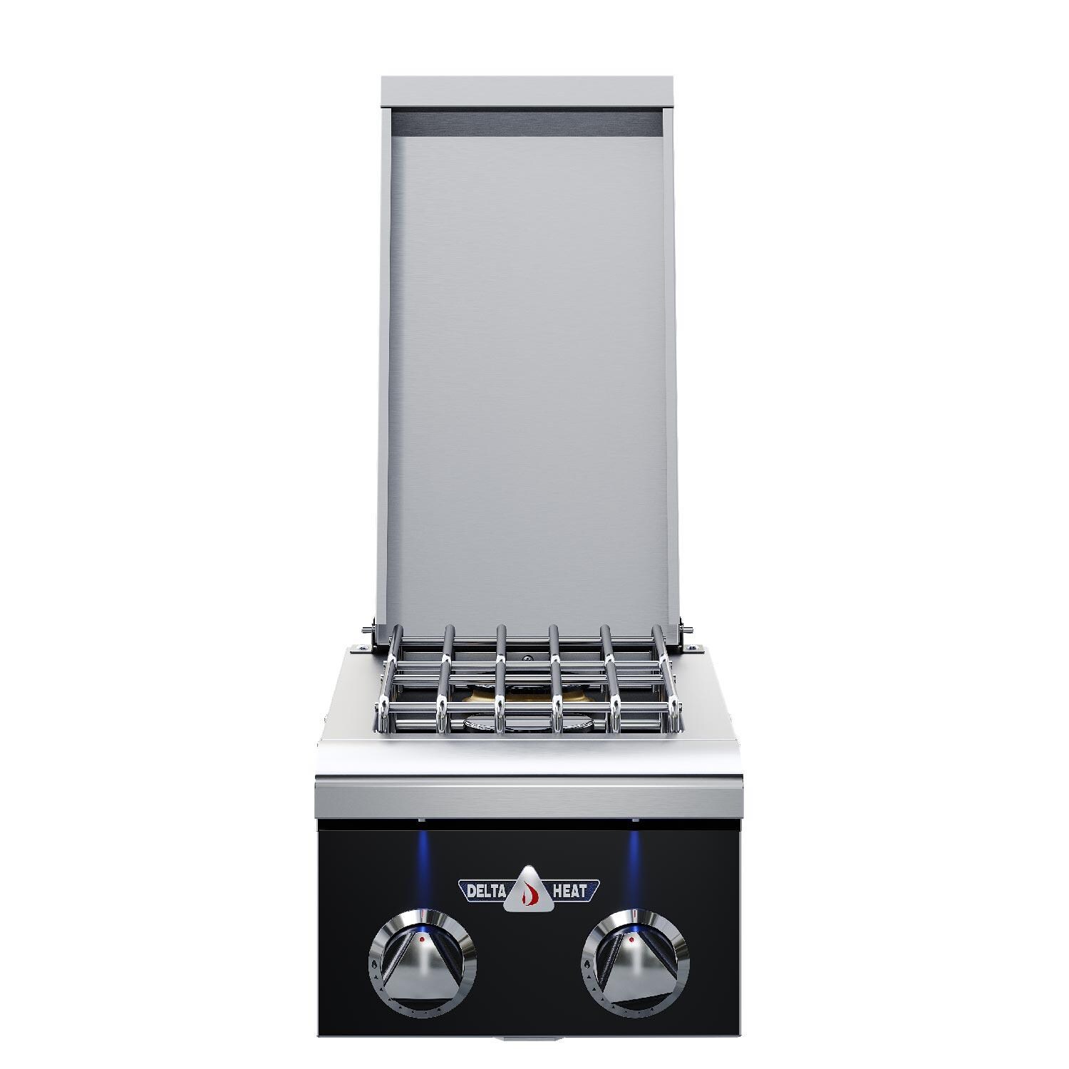 Delta Heat Built-In Propane Gas Double Side Burner - Black Control Panel - DHSB2-KL