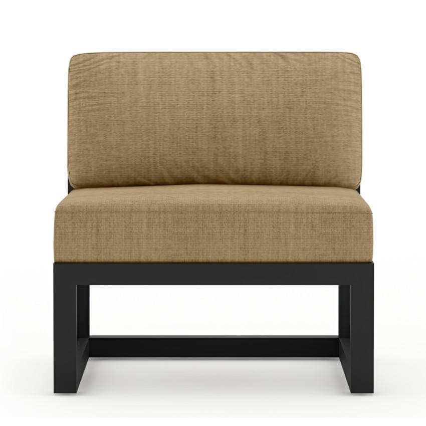 Lakeview Misty Cove 6 Pc Aluminum Sectional Set in Black w/Club Chair & Heather Beige Cushions by Lakeview Outdoor Designs - Middle Section - White Background thumbnail