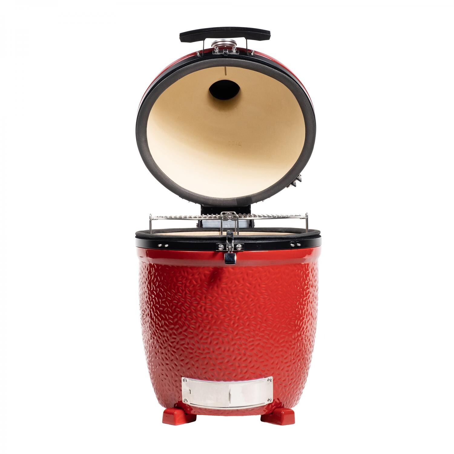 Kamado Joe® KJ15040721 Classic Joe™ III Standalone 18-inch Charcoal Grill w/ Grill Gripper, and Ash Tool - Red - Open From Front thumbnail