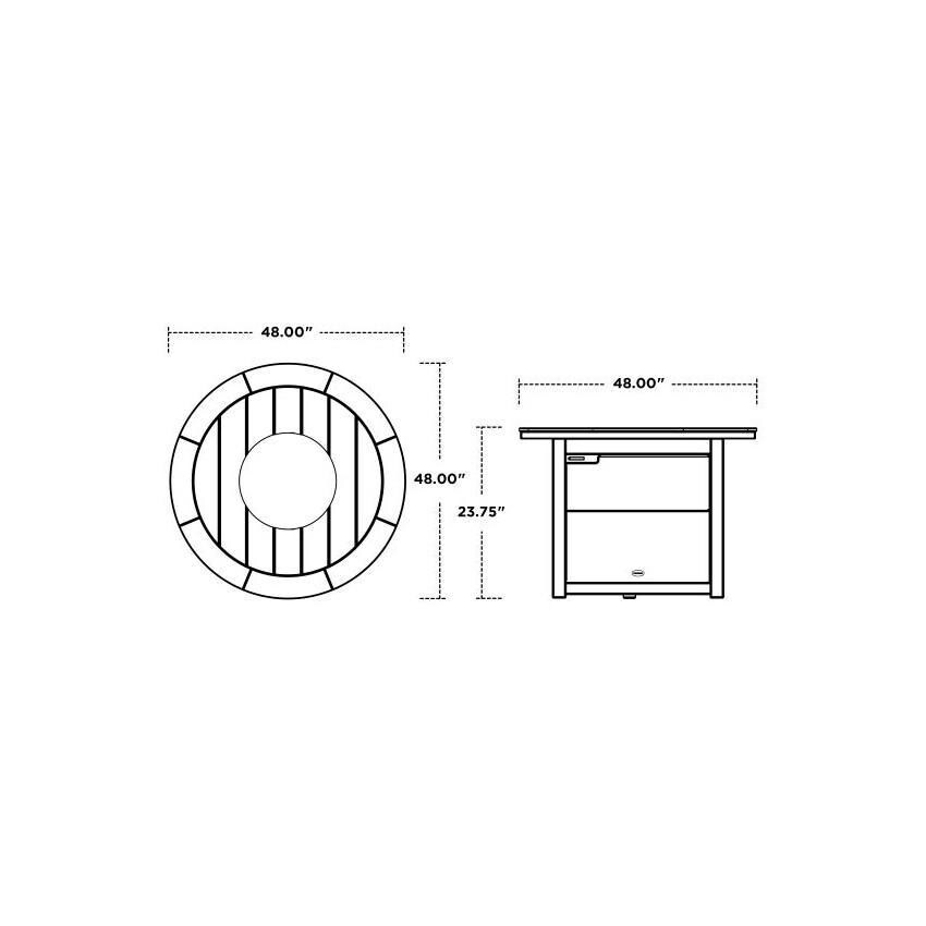 POLYWOOD Slate Grey Vineyard 6-Piece Adirondack Chat Set w/ Fire Pit Table - Table Dimensions thumbnail
