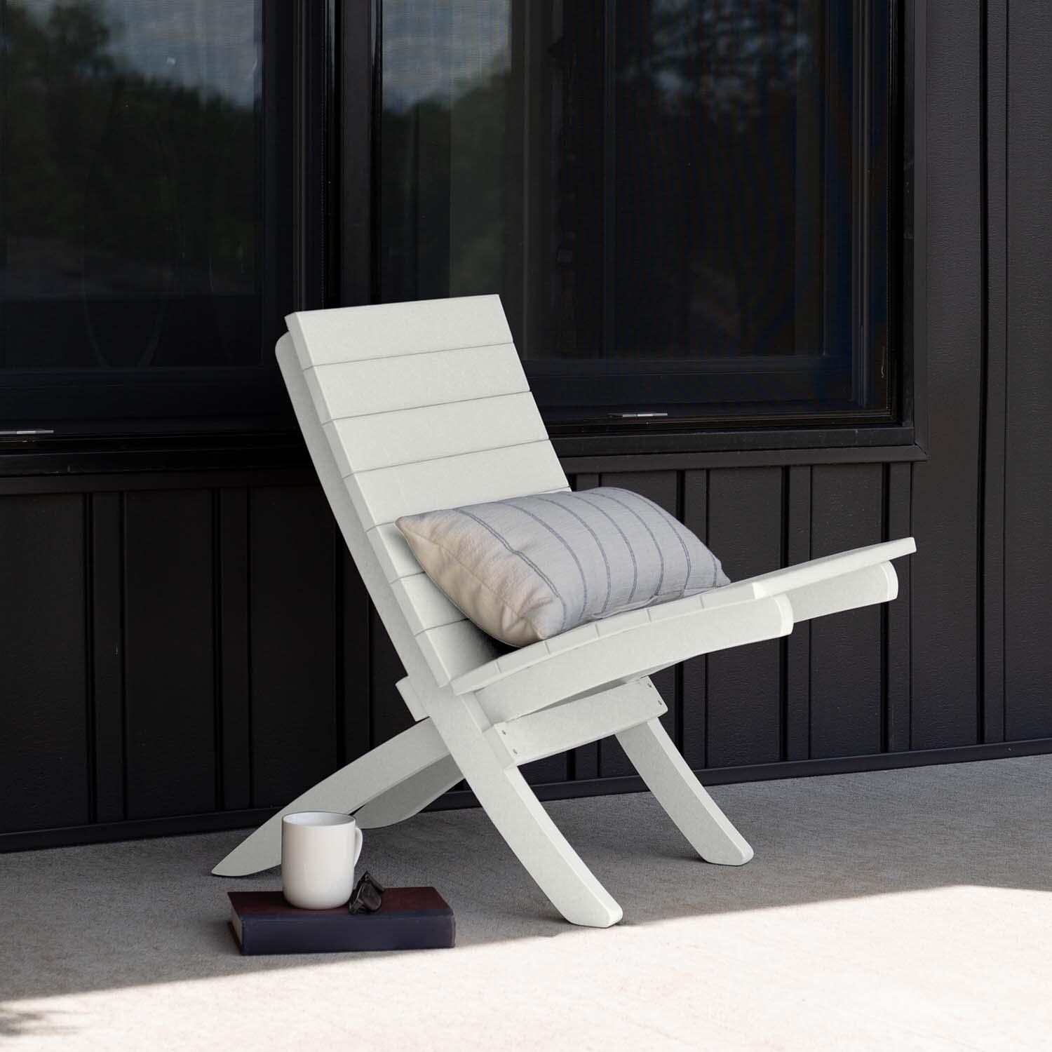 Hazel Cove Recycled Plastic Folding & Stacking Dining Side Chair in Coconut White by Lakeview Outdoor Designs - Pillow Not Included - Lifestyle thumbnail