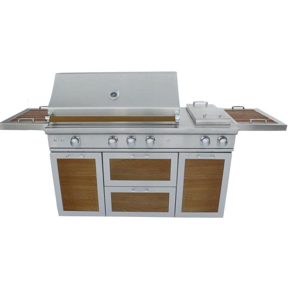 Caliber CrossFlame Pro 60-Inch Propane Gas Grill On Cart With Sear Burner And Double Side Burner - Wood Panels / Handle thumbnail